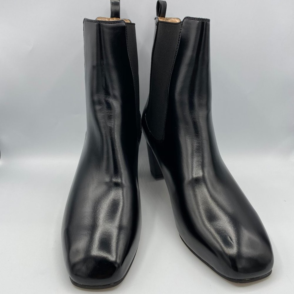 Black Fashion Closed Square Toe Ankle Chelsea Boot